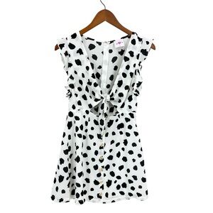 BUDDY LOVE Twiggy Dress Tie Front Dalmatian White Black